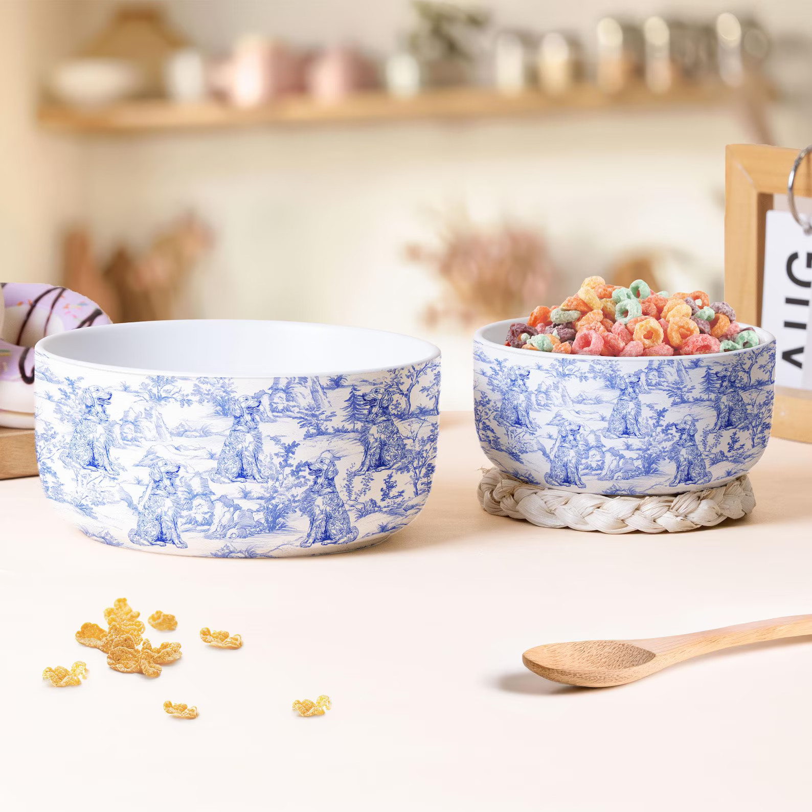 Dog Lover Custom Gift, Toile De Jouy Style, Personalized Ceramic Bowl, Dog Gift, Pet Owner, Pet P... | Etsy (US)