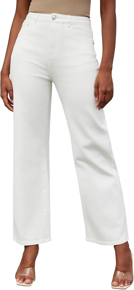HDLTE Women's High Waist Baggy Jeans - Wide Leg Loose Denim Pants with Pockets | Amazon (US)