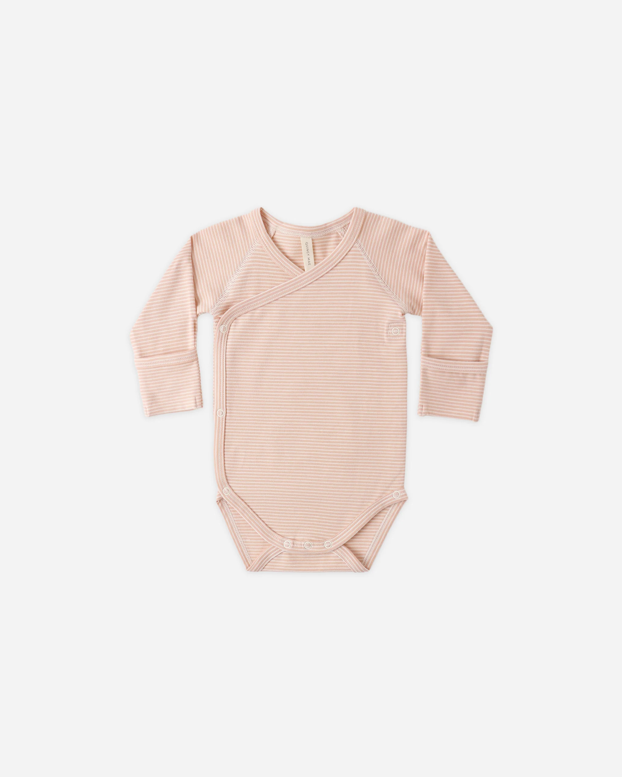 Side Snap Bodysuit Melon Micro Stripe | Rylee + Cru