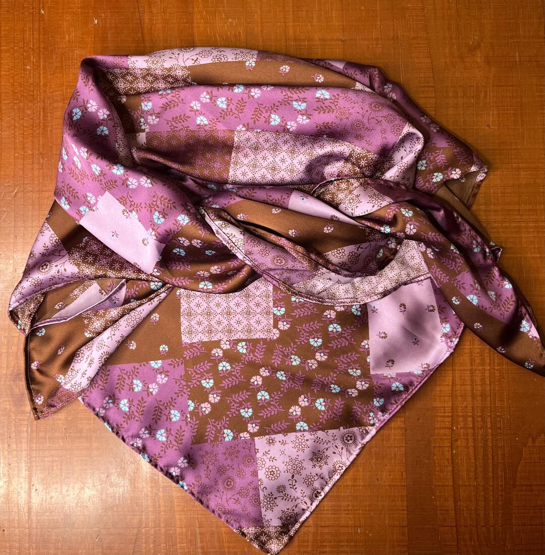 Purple Floral Patchwork Pattern Wranglin Rag Cowboy Scarf Wild Rag - Etsy | Etsy (US)