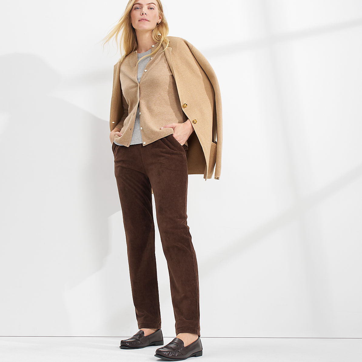 Women's Sport Knit High Rise Corduroy Elastic Waist Pants | Lands' End (US)