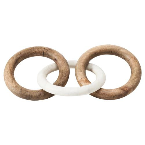 Devin Coastal Beach Natural Mango Wood White Marble Decorative Object | Kathy Kuo Home