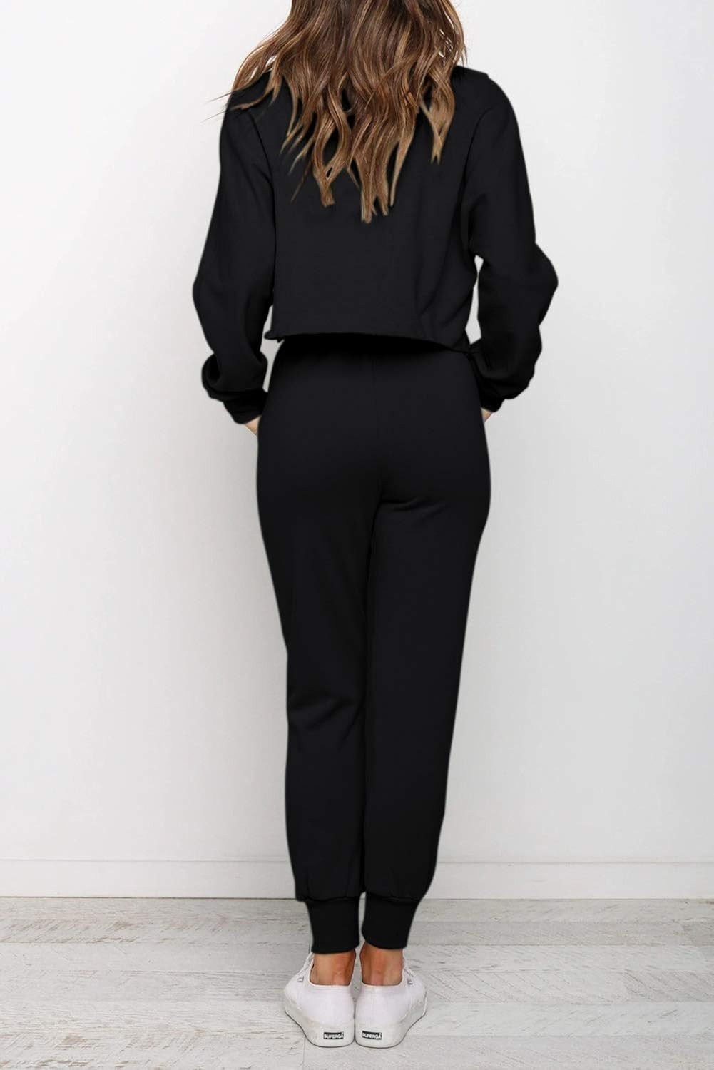 ZESICA Women's Long Sleeve Crop Top and Pants Pajama Sets 2 Piece Jogger Long Sleepwear Loungewea... | Amazon (US)