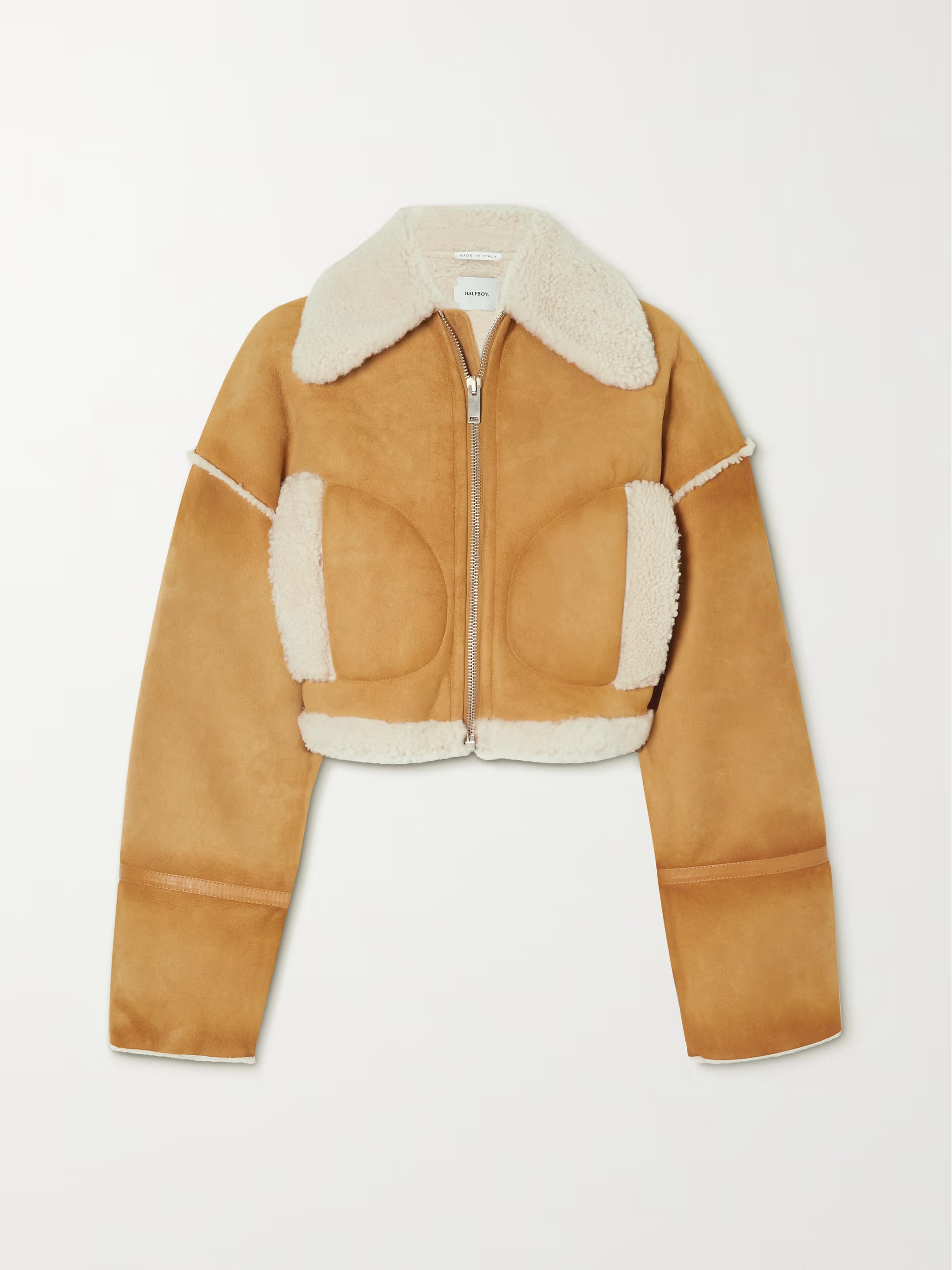 Tan Cropped shearling jacket | HALFBOY | NET-A-PORTER | NET-A-PORTER (UK & EU)