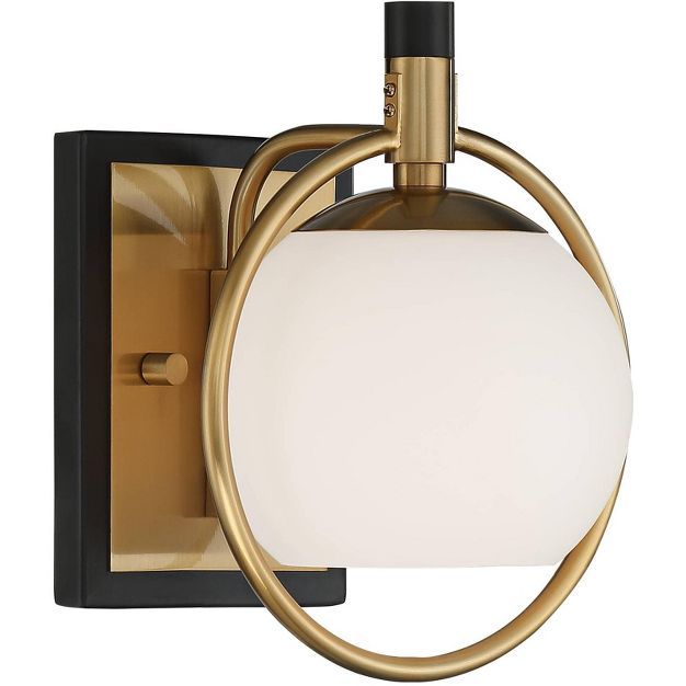 Possini Euro Design Modern Art Deco Wall Light Sconce Warm Brass Black Hardwired 9 1/2" Fixture G... | Target