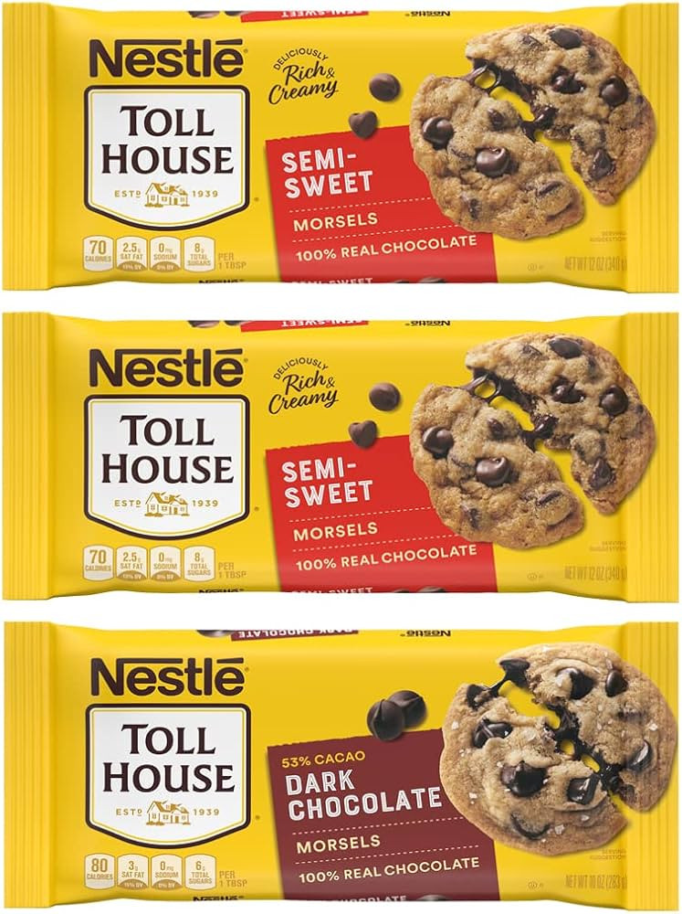 Nestlé Toll House Chocolate Chips, Pack of 3 – Includes Two, 12 oz. Bags of Semi-Sweet Chocola... | Amazon (US)
