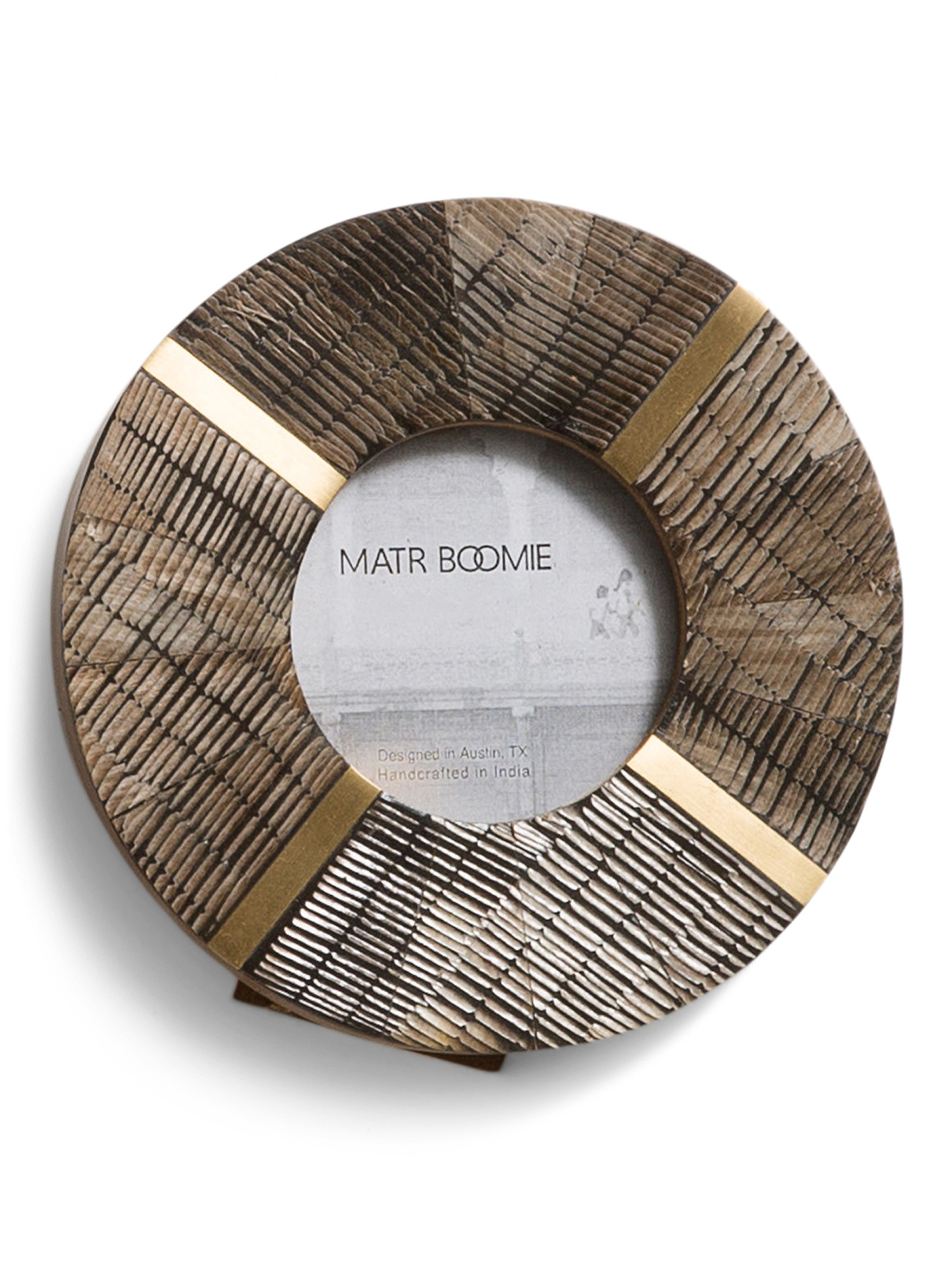 3x3 Kerala Carved Horn Brass Inlay Picture Frame | TJ Maxx