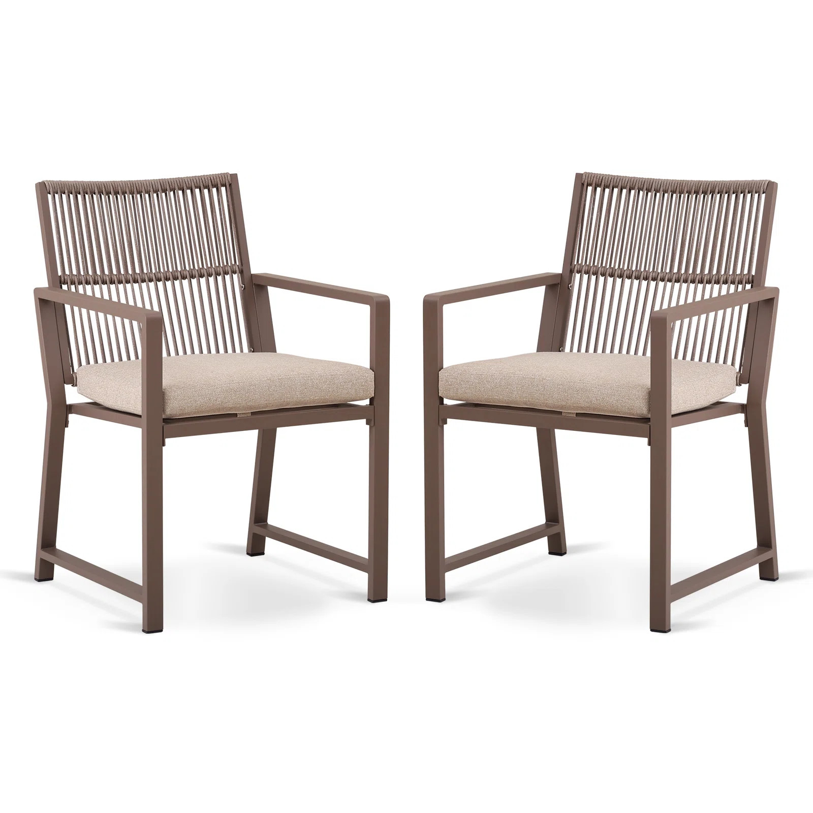 Dakota Fields Set of 2 Patio Dining Chairs, Metal Outdoor Chairs with Removable Cushion, 105\u00b... | Wayfair North America