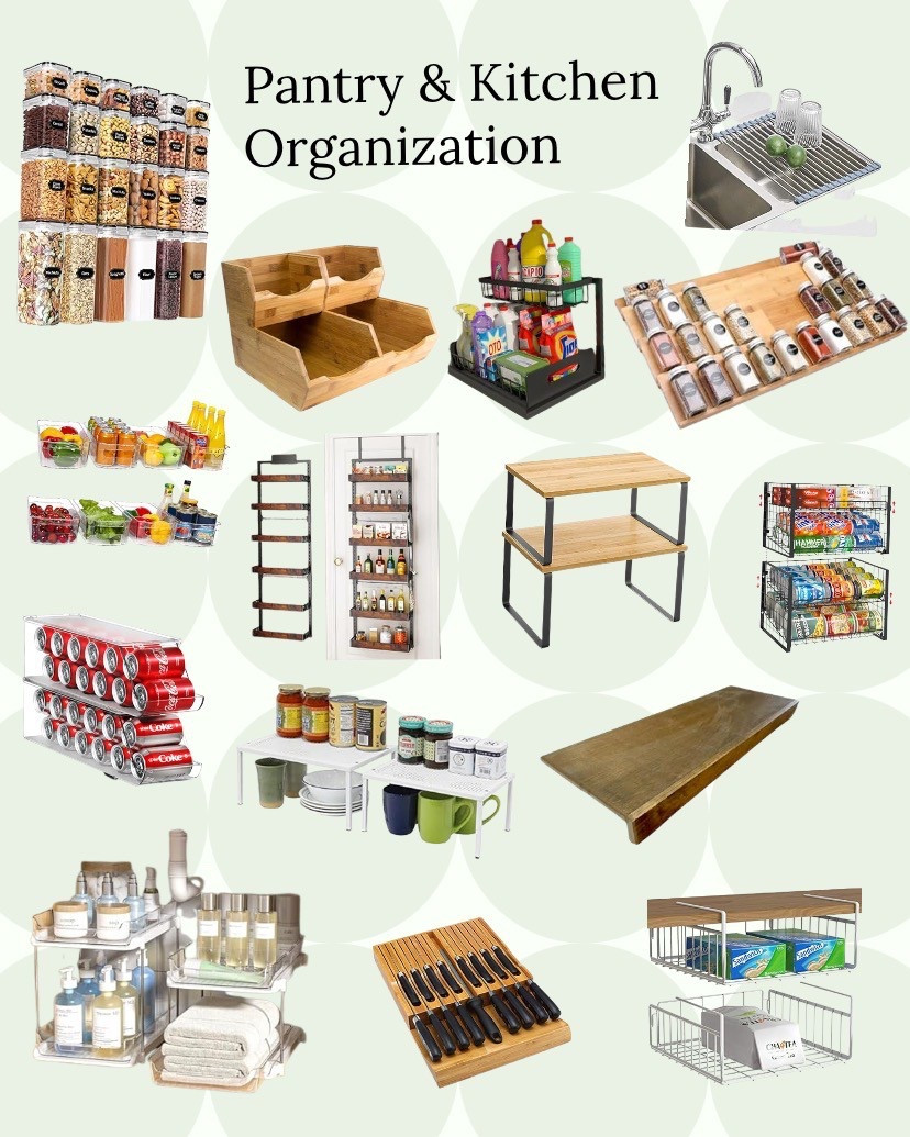 When you move into a house that has a wire shelf pantry it can be frustrating because anything and everything falls between those bars. All of these solutions help to expand the functionality of wire shelves (by covering them) you add multi-level storage by using baskets and clear storage. Use bins on the floor with sliders on the bottom for easy cleaning and to keep boxes from inviting pests. Tagged are all of my favorite fridge pantry and drawer or cabinet storage solutions for kitchen including solutions for countertops and islands

#LTKFindsUnder100 #LTKHome #LTKStyleTip