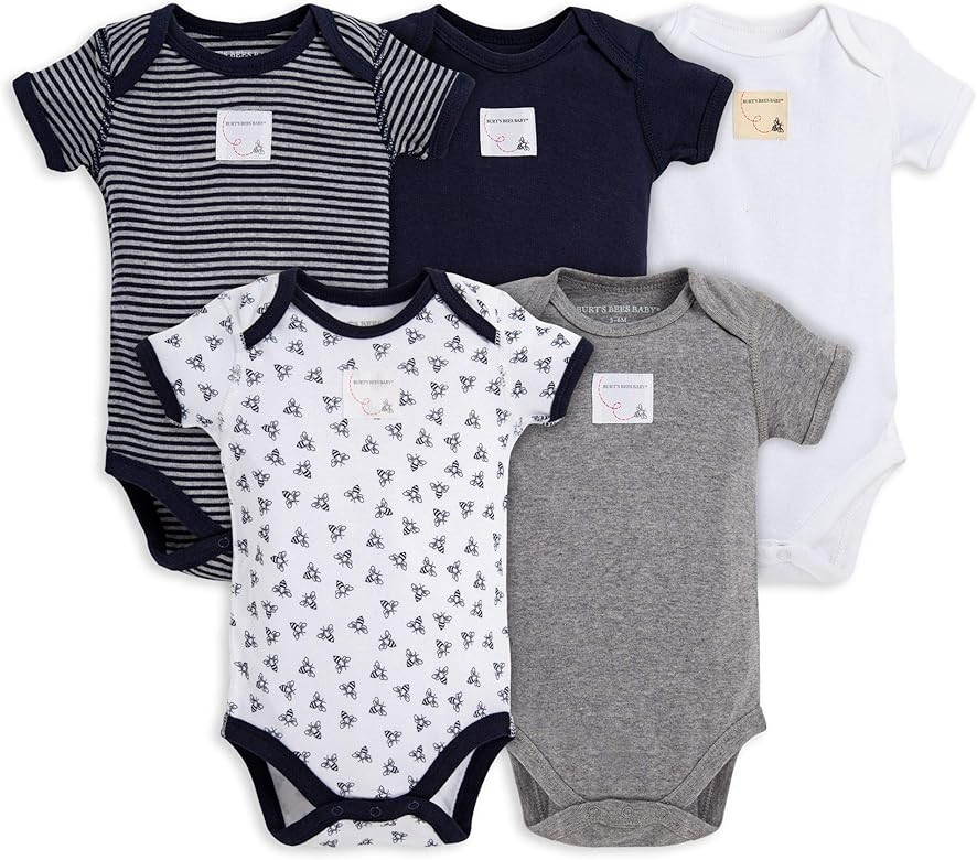 Burt's Bees Baby Unisex Baby Bodysuits, 5-Pack Short & Long Sleeve One-Pieces, 100% Organic Cotto... | Amazon (US)