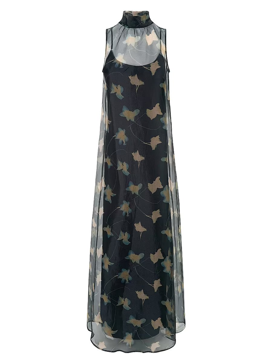 Women's Albee Floral Turtleneck Chiffon Maxi Dress - Botanical Shadows - Size Medium | Saks Fifth Avenue