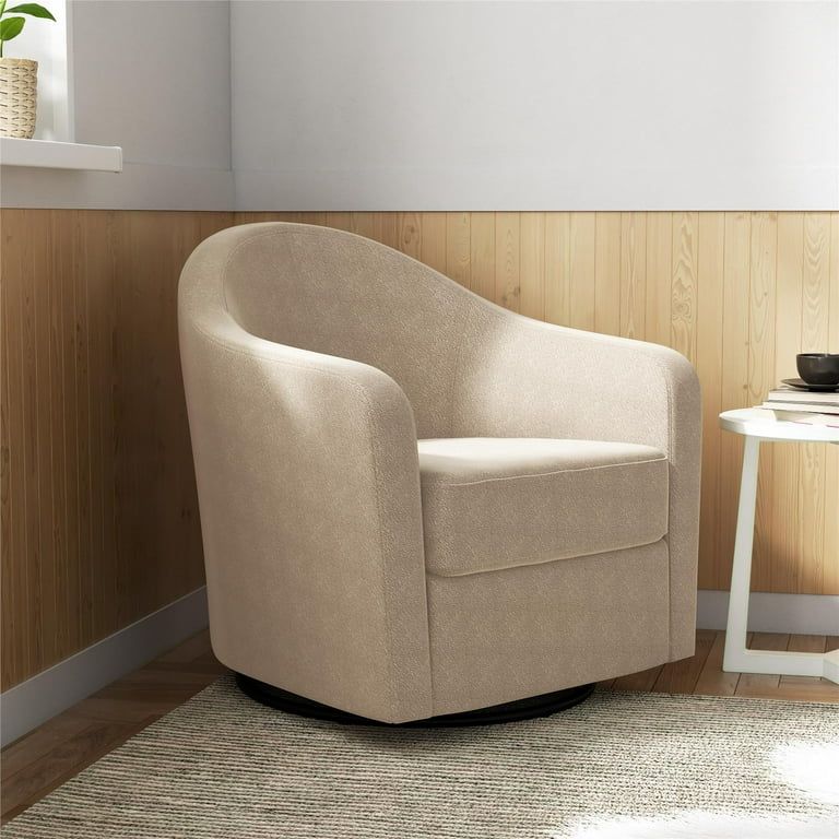 DHP Gentle Swivel Curved Accent Chair, Taupe Boucle | Walmart (US)