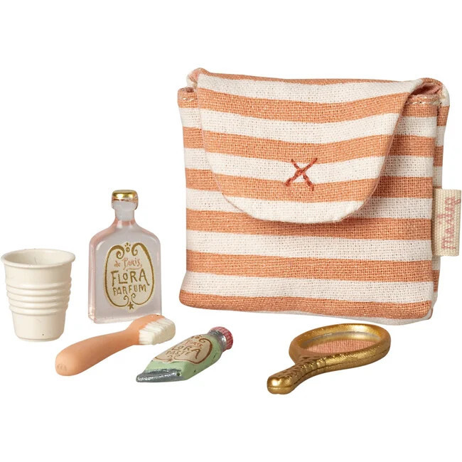 Maileg | Tooth brush set in bag, Mouse - Red stripe | Maisonette | Maisonette
