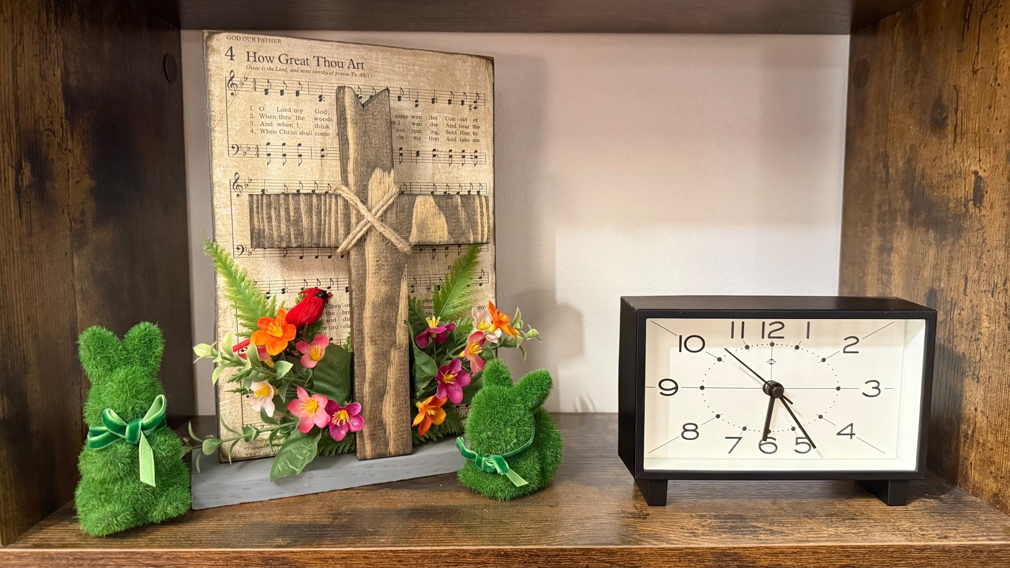 Simple Easter Shelf Styling (Flocked Bunnies + Cross Decor)

Some decor pieces mean more than others. ✝️

The hymn + cross arrangement was made by a friend for my grandma’s funeral, and I love bringing it out each spring for Easter. I paired it with a couple flocked bunnies from Walmart for a simple, meaningful shelf moment.

#LTKspringtrends #LTKSeasonal #LTKHome