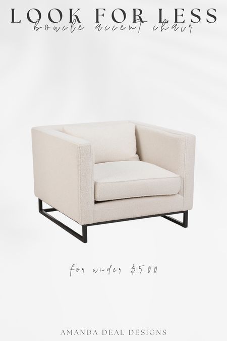 Looks for less - boucle accent chair! 

Find more content on Instagram @amandadealdesigns for more sources and daily finds from crate & barrel, CB2, Amber Lewis, Loloi, west elm, pottery barn, rejuvenation, William & Sonoma, amazon, shady lady tree, interior design, home decor, studio mcgee x target, bedroom furniture, living room, bedroom, bedroom styling, restoration hardware, end table, side table, framed art, vintage art, wall decor, area rugs, runners, vintage rug, target finds, sale alert, tj maxx, Marshall’s, home goods, table lamps, threshold, target, wayfair finds, Turkish pillow, Turkish rug, sofa, couch, dining room, high end look for less, kirkland’s, Ballard designs, wayfair, high end look for less, studio mcgee, mcgee and co, target, world market, sofas, loveseat, bench, magnolia, joanna gaines, pillows, pb, pottery barn, nightstand, throw blanket, target, joanna gaines, hearth & hand, floor lamp, world market, faux olive tree, throw pillow, lumbar pillows, arch mirror, brass mirror, floor mirror, designer dupe, counter stools, barstools, coffee table, nightstands, console table, sofa table, dining table, dining chairs, arm chairs, dresser, chest of drawers, Kathy kuo, LuLu and Georgia, Christmas decor, Xmas decorations, holiday, Christmas Eve, NYE, organic, modern, earthy, moody

#LTKHome #LTKSeasonal #LTKGiftGuide