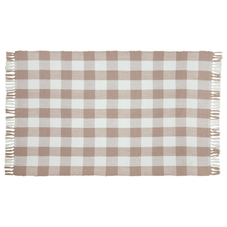 My Texas House Pink Gingham Fringe Indoor/Outdoor Layering Rug, 38" x 58" | Walmart (US)