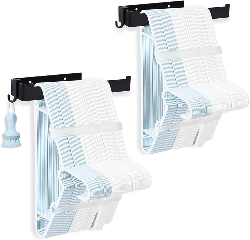MCPINKY 2PCS Hanger Organizer Stackers, Hanger Holder Rack with Hook for Closet Drilling Installa... | Amazon (US)
