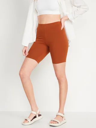 High-Waisted Long Biker Shorts For Women -- 8-Inch Inseam | Old Navy (US)