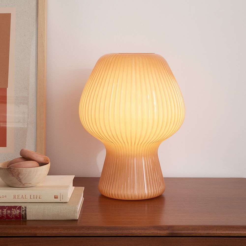Ribbed Glass Table Lamp Amber (13&amp;quot;) | West Elm (US)
