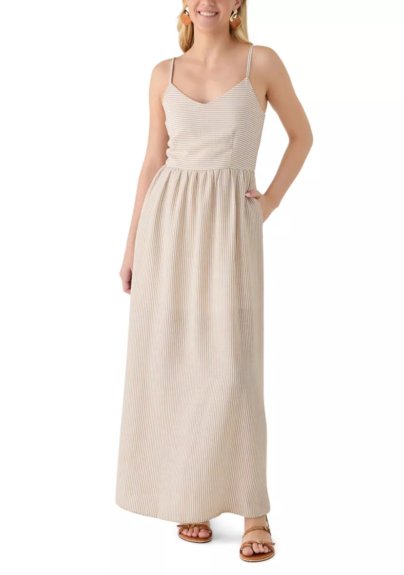 Women's Yarn Dye Striped Tie Strap Maxi Dress | Belk