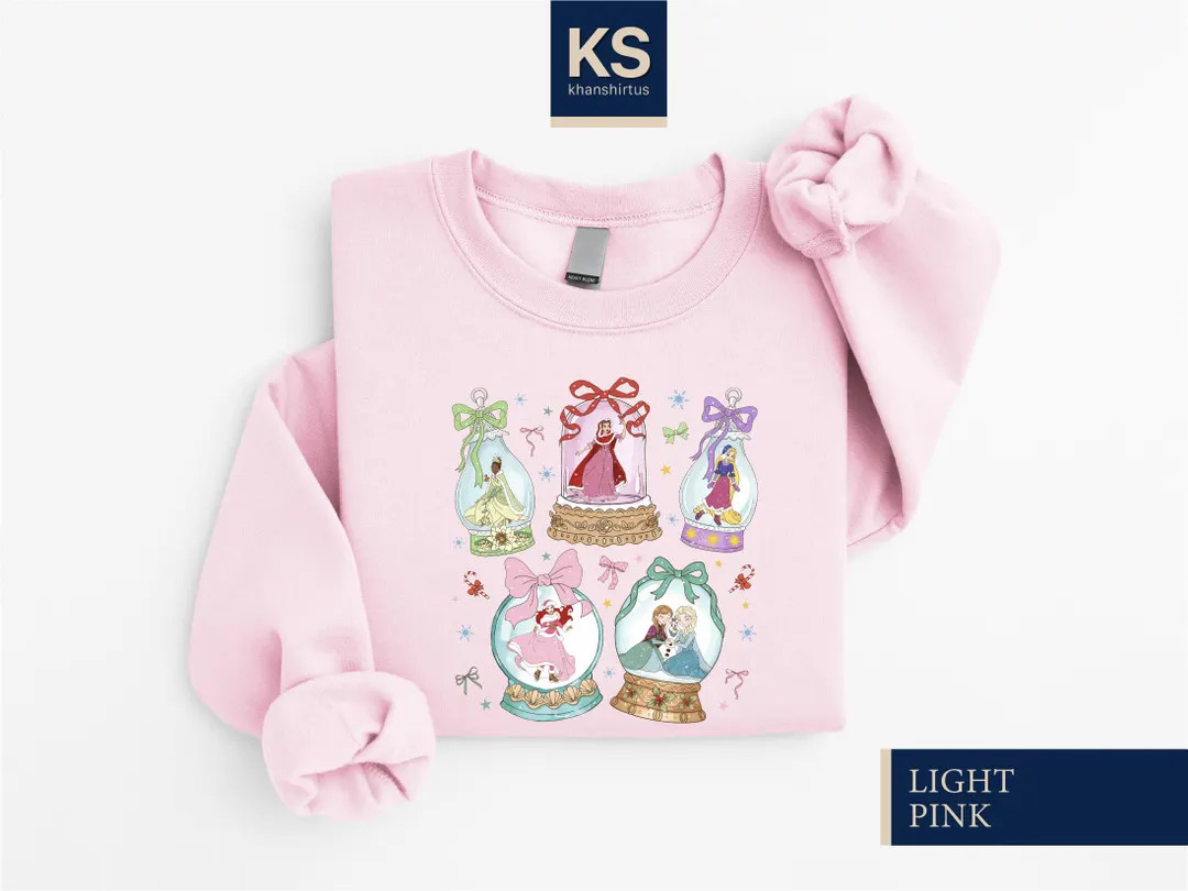 Disney Princess Christmas Snow Globe Sweatshirt, Disney Girl Trip Shirt, Disney Christmas Tee, Cu... | Etsy (US)