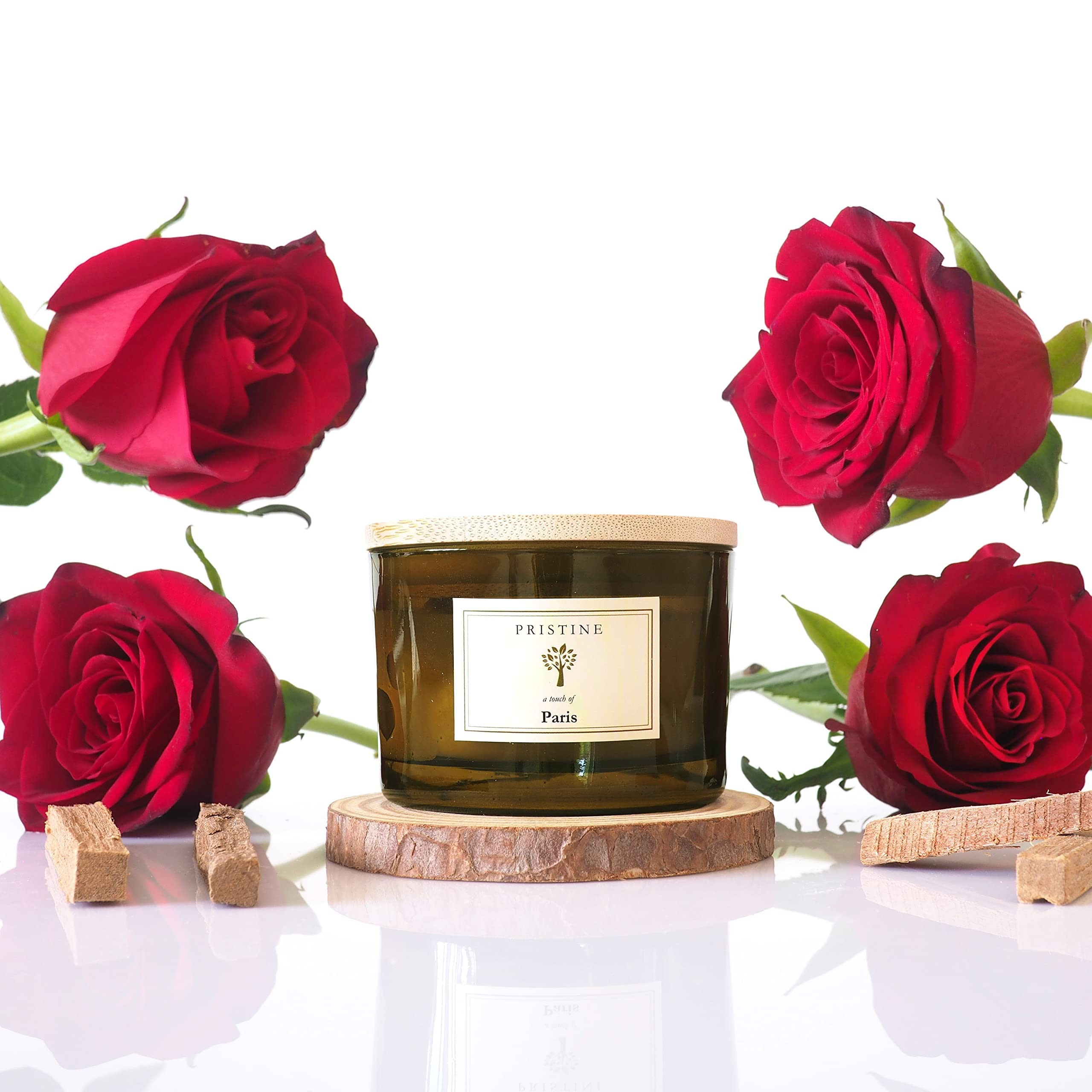 PRISTINE Paris Scented Candles for Home Scented | Wood Wicked Candles | Roses & Sandalwood Mini C... | Amazon (US)