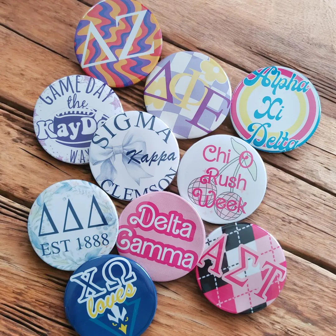 Custom 2.25 Inch Buttons Personalized Sorority Basket Pins Big Little Gifts for Her Gameday Footb... | Etsy (US)