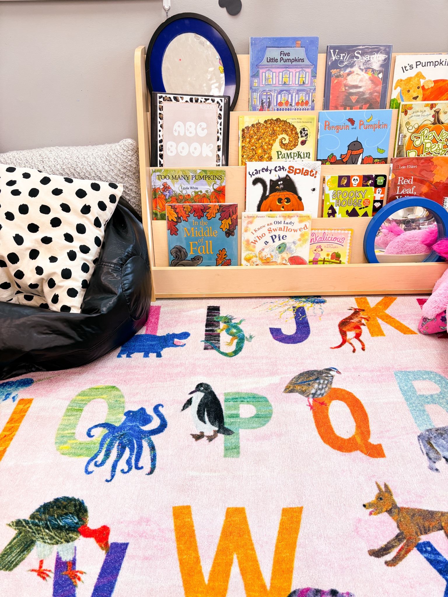 Our cozy book nook 📚🧡🎃 My favorite part of our book nook is the Eric Carle Alphabet rug! It is a perfect addition to your reading space🔤🤓

#LTKSeasonal #LTKKids #LTKHome
