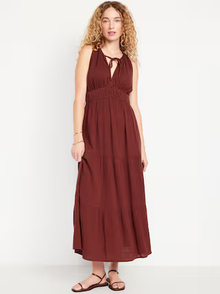 Fit & Flare Crinkle Gauze Maxi Dress | Old Navy (US)