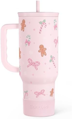 Christmas Theme 40oz Slider Tumbler with Handle and Straw - Insulated Stainless Steel Travel Coff... | Amazon (US)