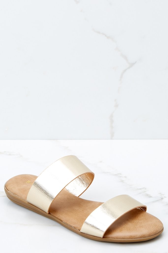 Better Than This Moment Gold Sandals | Red Dress 