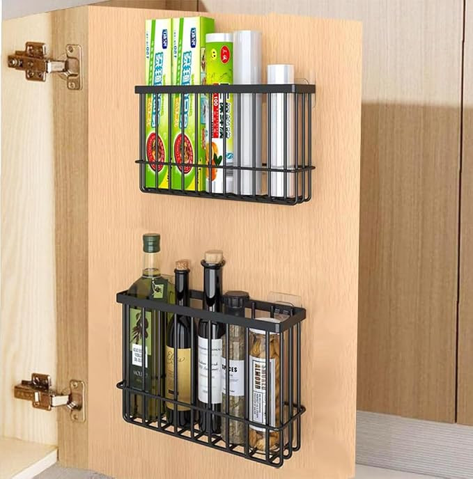 2 Piece Kitchen Cabinet Door Storage Box,Self Adhesive Wall Mounted Storage Boxes,Wardrobe/Bathro... | Amazon (US)