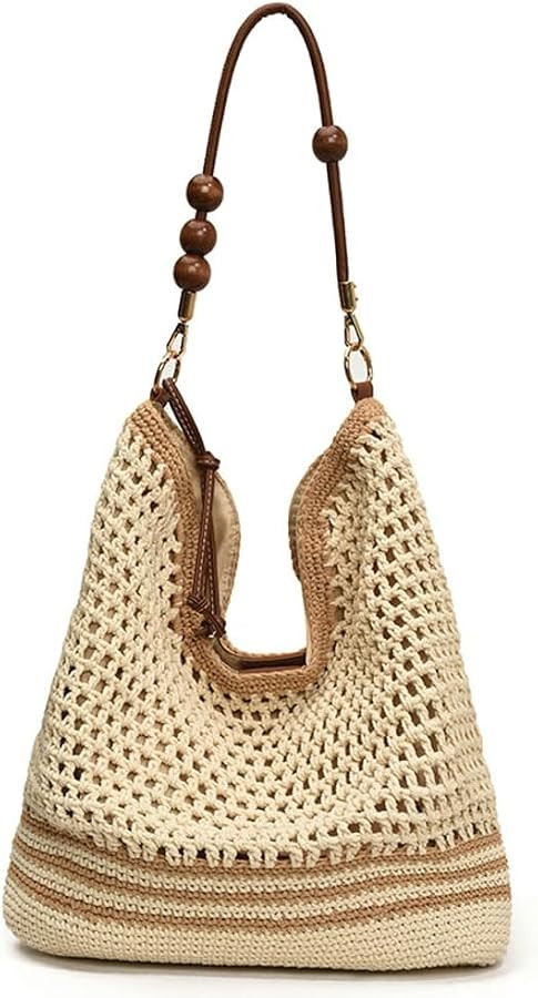 Bohemia Straw Beach Bag Women Macrame Crossbody Purse Shoulder Tote Bag Travel Beach Bag Summer T... | Amazon (US)