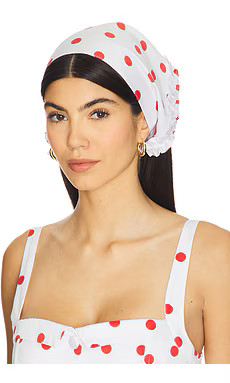 For Love & Lemons Red Dot Headscarf in White from Revolve.com | Revolve Clothing (Global)