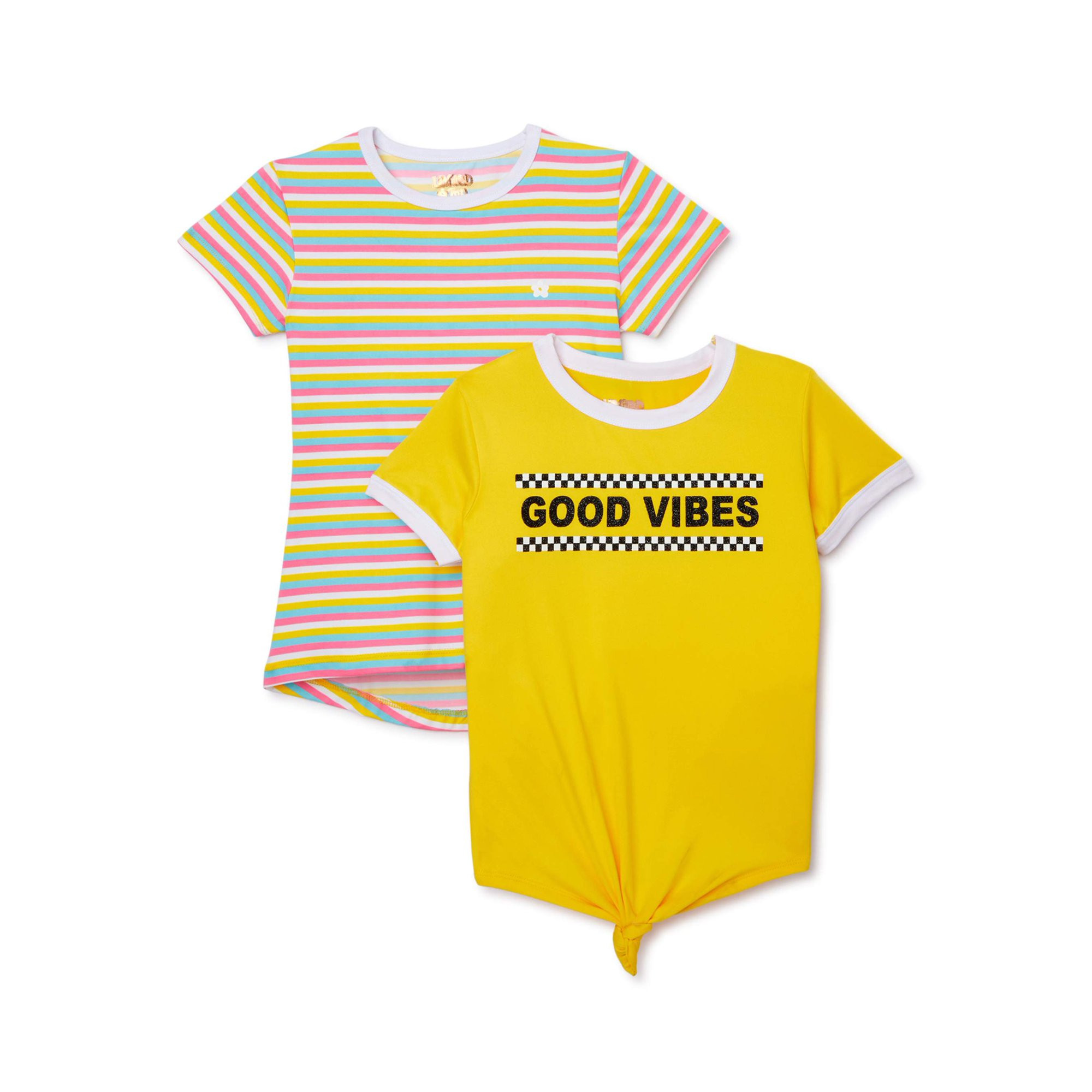 Limited Too Girls 7-16 Good Vibes Tie Front and Striped T-Shirts, 2-Pack | Walmart (US)