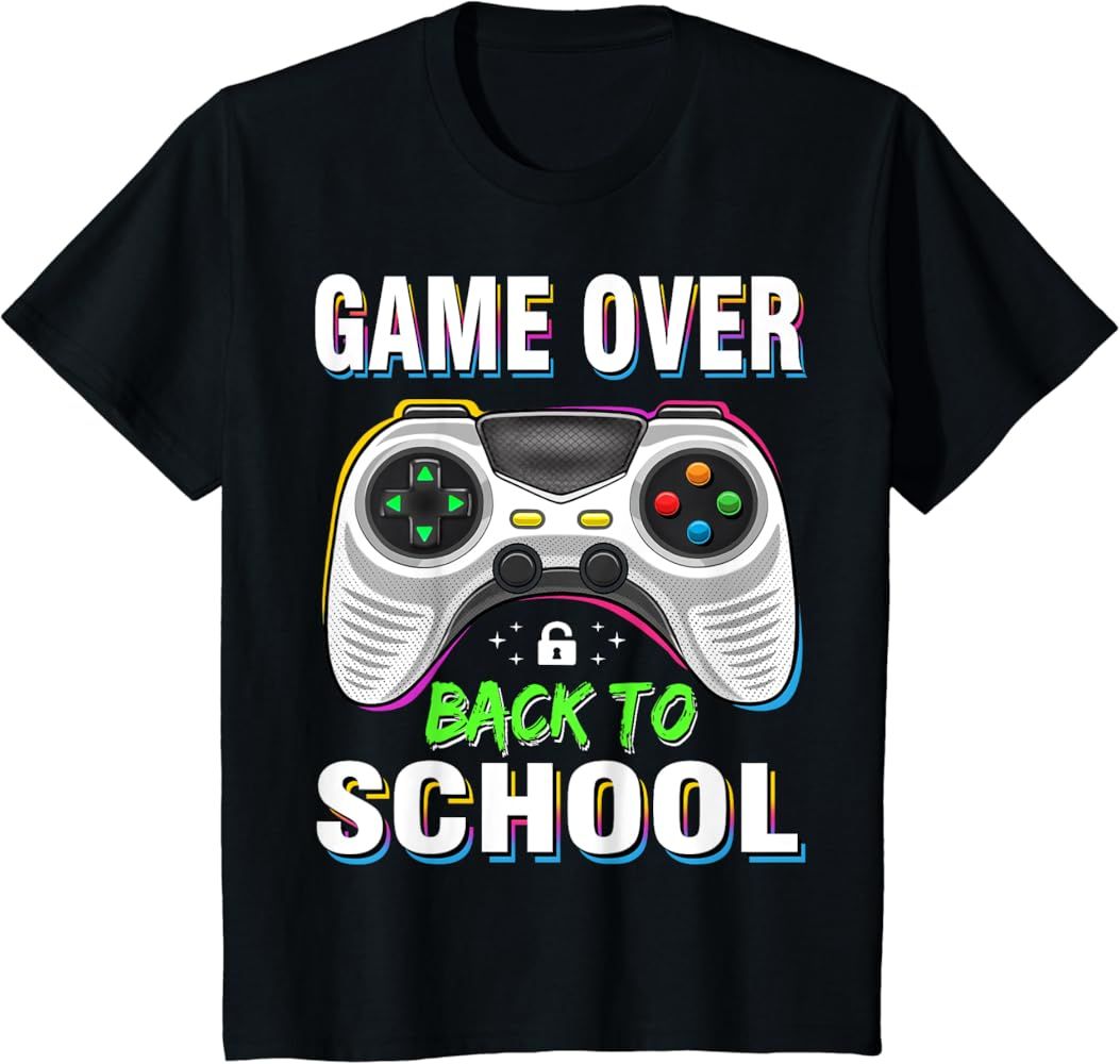 Game Over Back To School Shirt Funny Kids First Day School T-Shirt | Amazon (US)