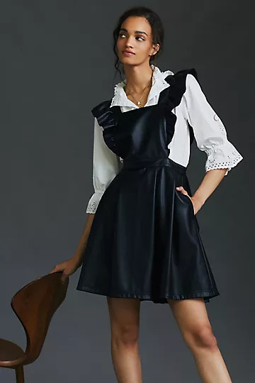 Maeve Faux Leather Mini Dress | Anthropologie (US)