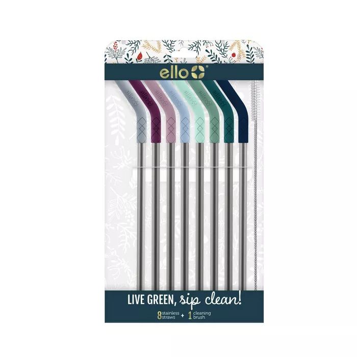 Ello 8pk Stainless Straws with Silicone Tips | Target