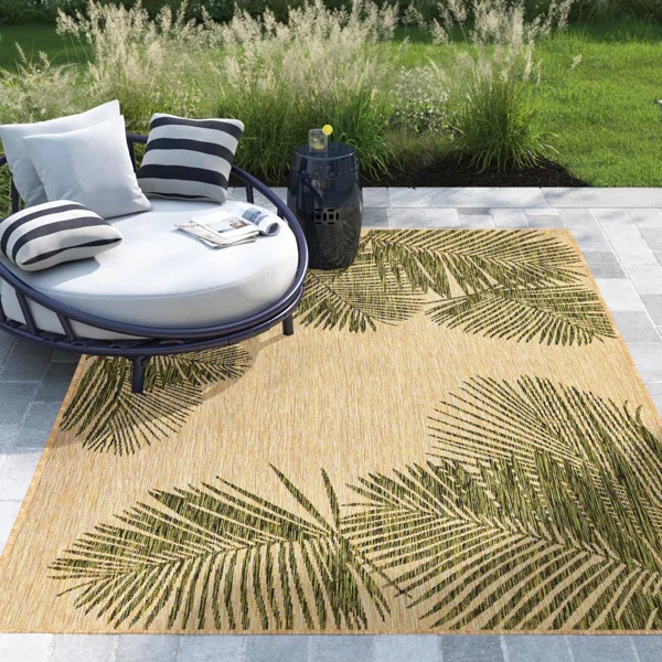 Saldanha Floral Green/Tan Indoor / Outdoor Area Rug | Wayfair North America