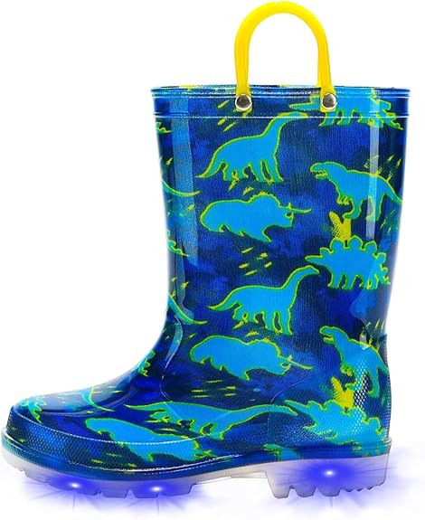 EUXTERPA Toddler Kids Waterproof Light Up Rain Boots Patterns and Glitter Boots with Handles for ... | Amazon (US)