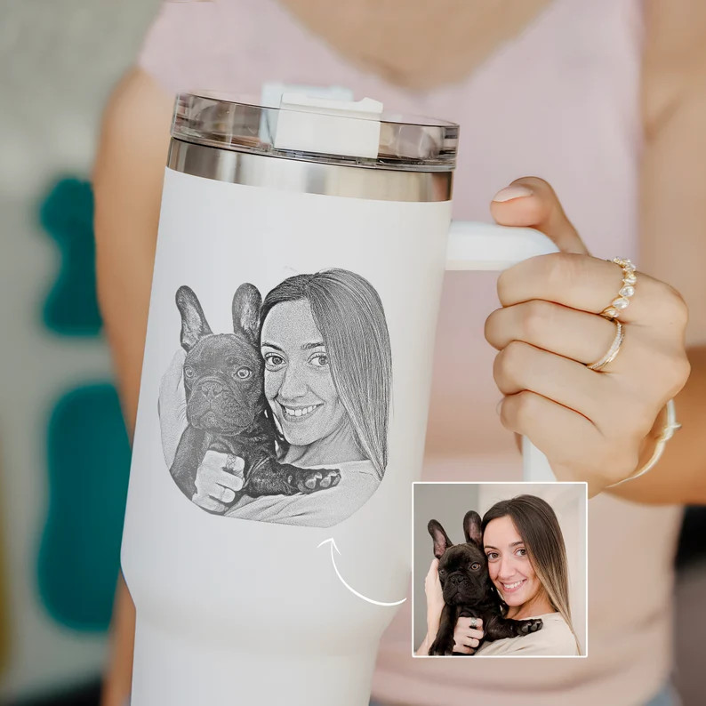 Custom Dog Photo Tumbler, Personalized Christmas Gifts for Dog Mom, Engrave Your Photo on 40oz Tu... | Etsy (US)