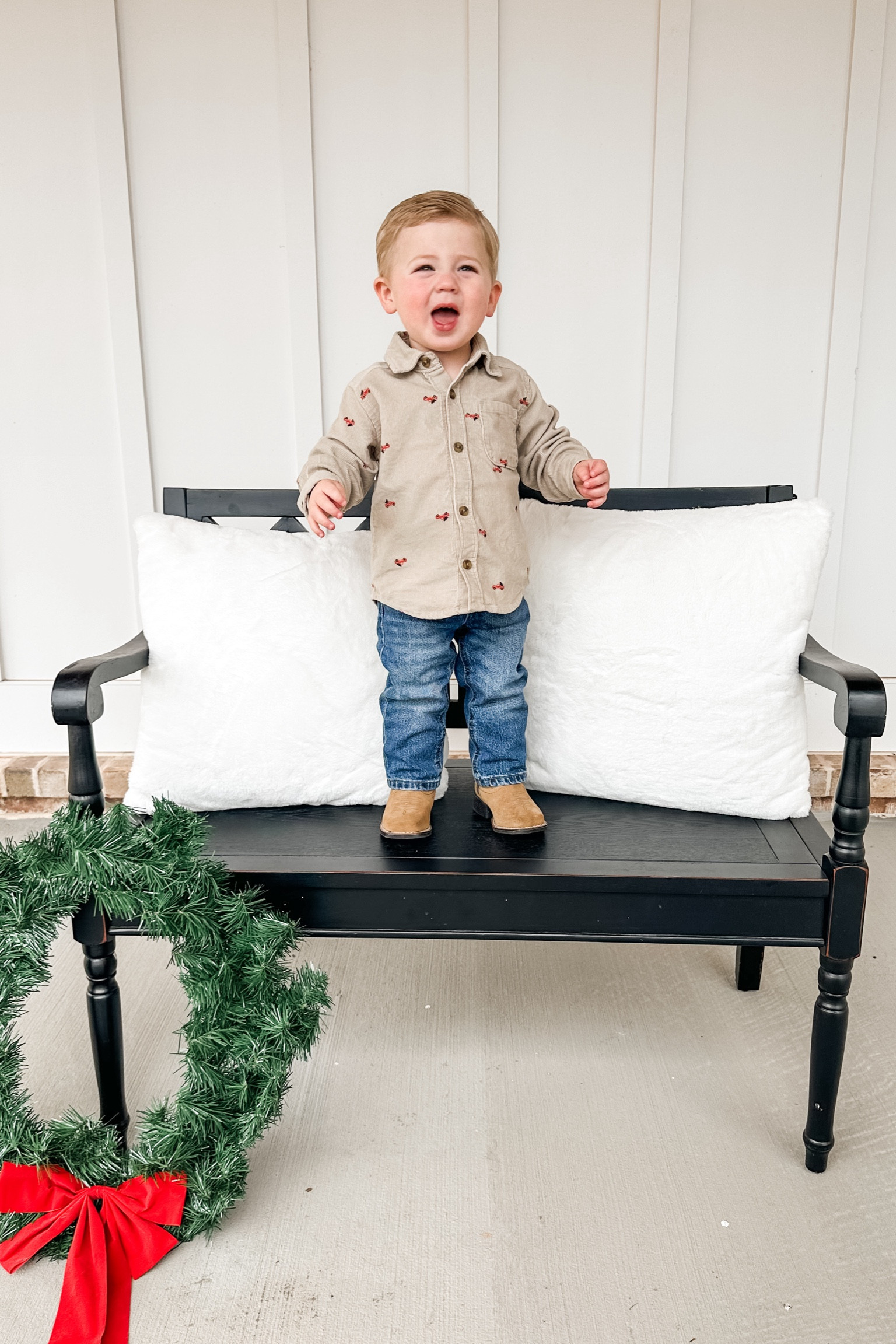 Button up on sale for $11!
Christmas outfit for toddlers. Old navy toddler outfit. Christmas photos. Family pictures. 

#LTKSeasonal #LTKkids #LTKfindsunder50