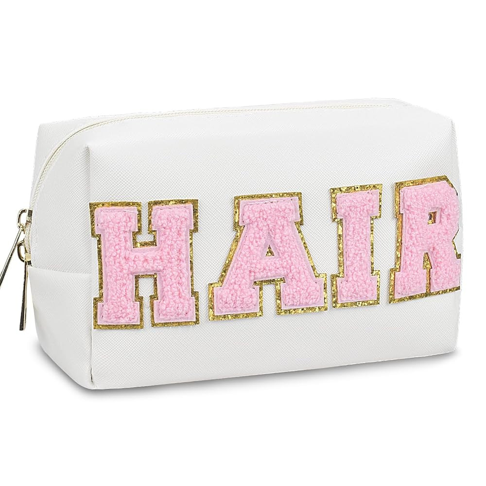 Preppy Makeup Bag,Skincare Bag,PU Leather Portable Waterproof Preppy Stuff for Travel Toiletry Ba... | Amazon (US)