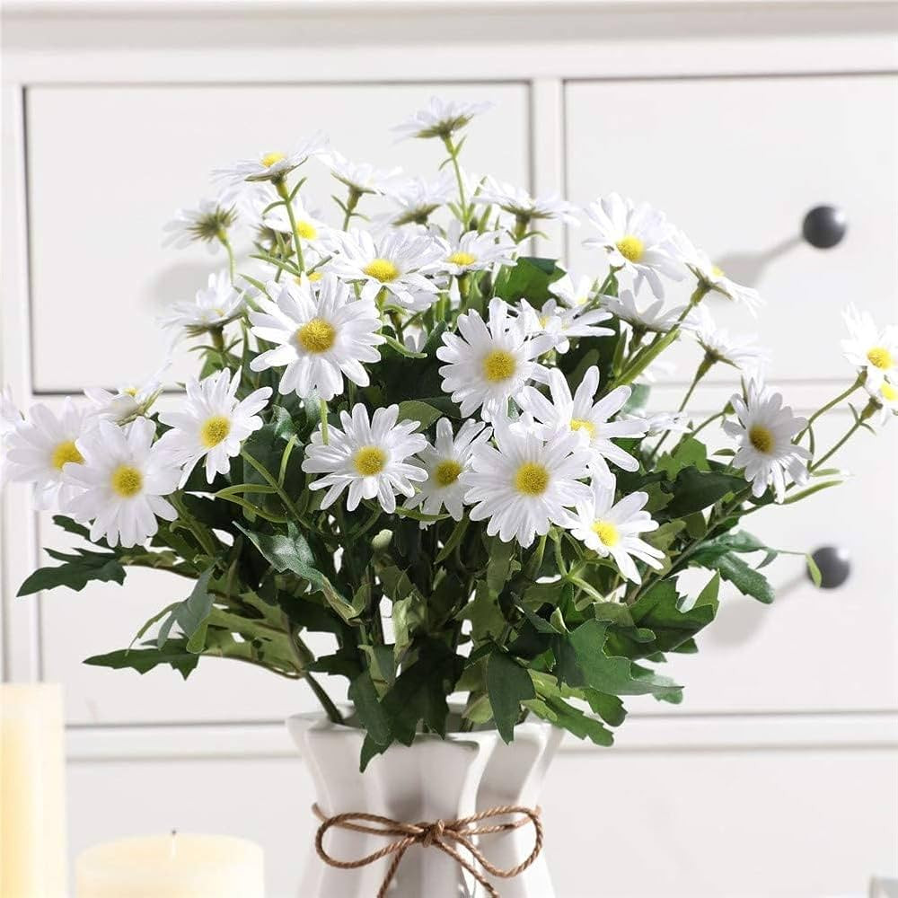 2 PCS Artificial Silk Daisy Flower Bouquet for Home Table Centerpieces Arrangement Decoration, Wh... | Amazon (US)