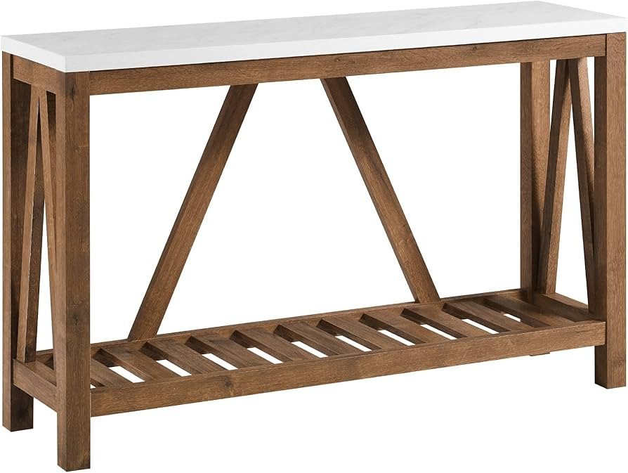 Walker Edison Modern Farmhouse Accent Entryway / Living Room End Table, 52 Inch, Color-Marble and... | Amazon (US)