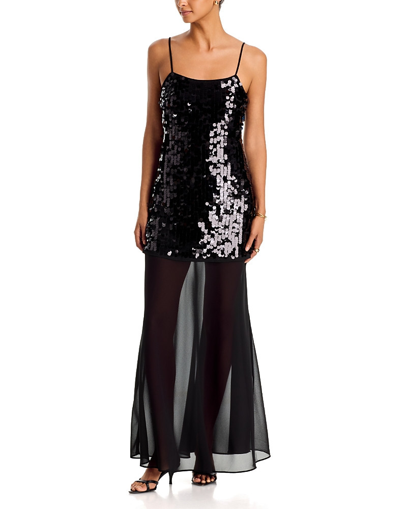 Aqua Paillette & Sheer Maxi Dress - Exclusive | Bloomingdale's (US)
