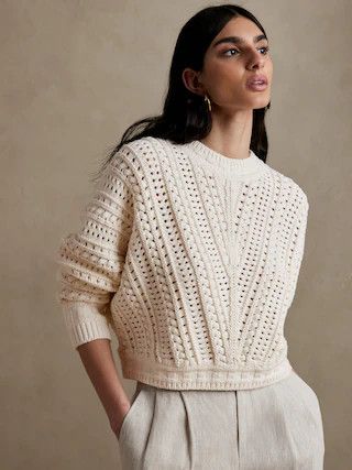 Lexia Cropped Cotton Sweater | Banana Republic (US)