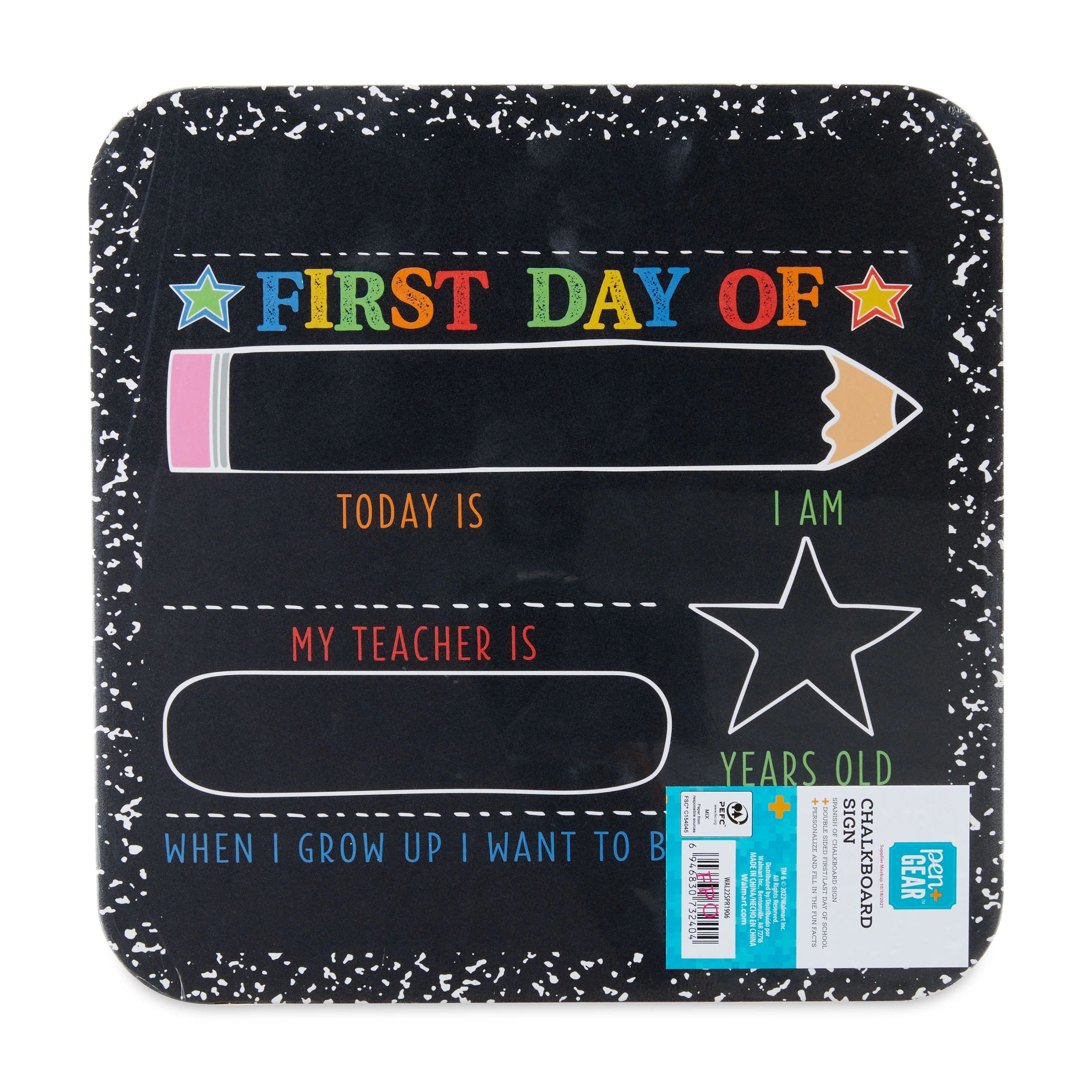 Pen+Gear First/Last Day Black Chalkboard Sign with Prompts | Walmart (US)