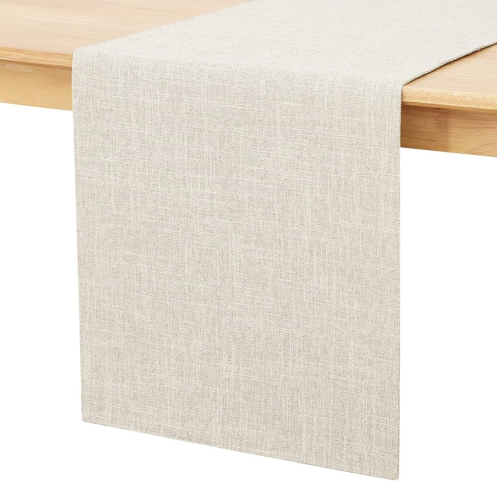 homing Cream Cloth Table Runner – Cotton Linen Blend Washable Farmhouse Dining Table Runner for... | Amazon (US)
