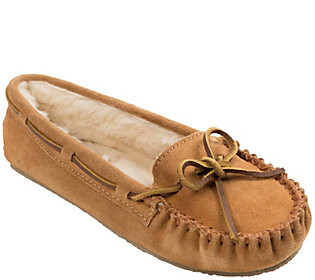 Minnetonka Women's Cally Cinnamon Wide Moc Slip pers | QVC